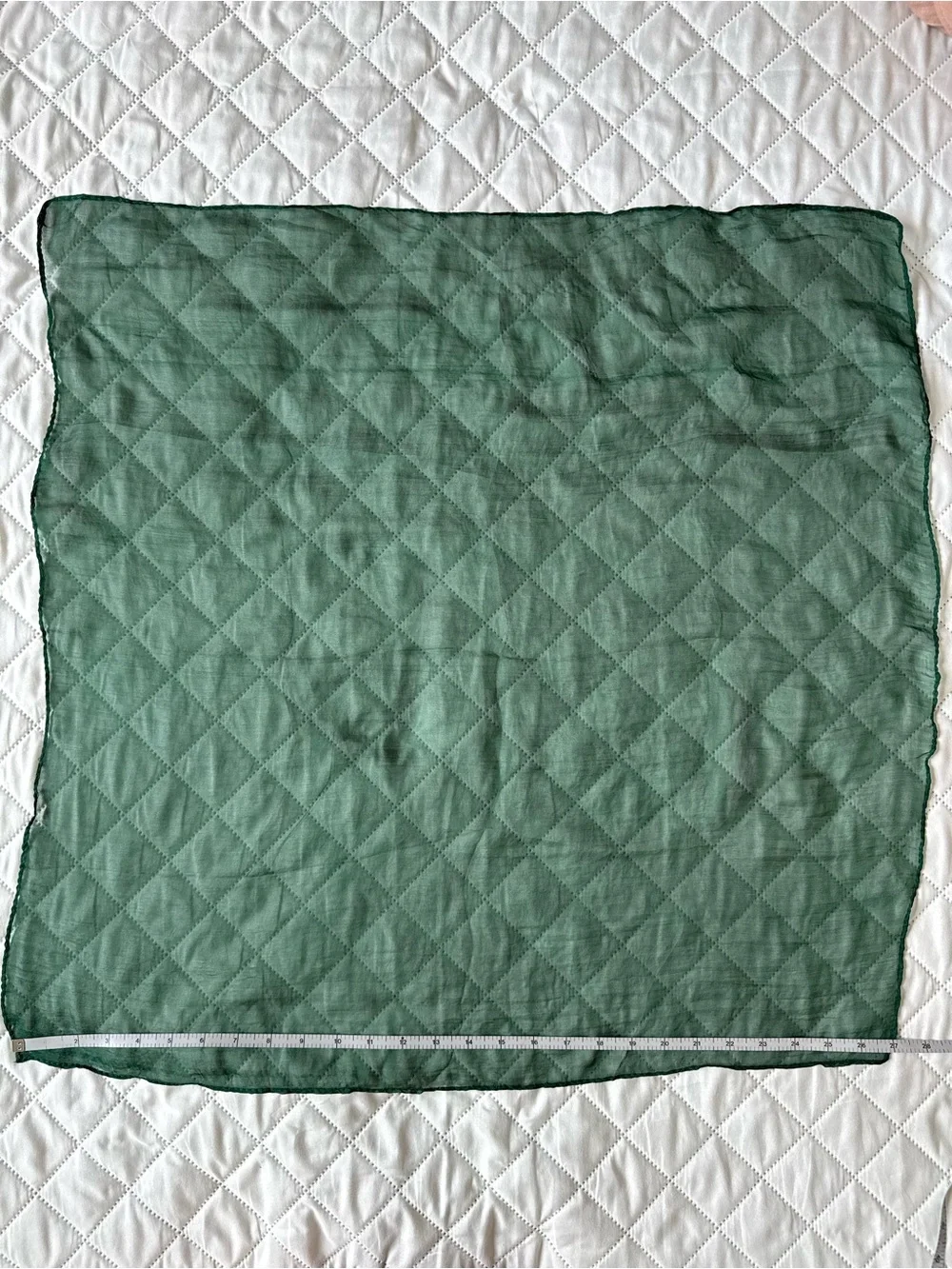 Silk Lightweight Deep Green Sheer Scarf Women’s Versatile Wrap 27”